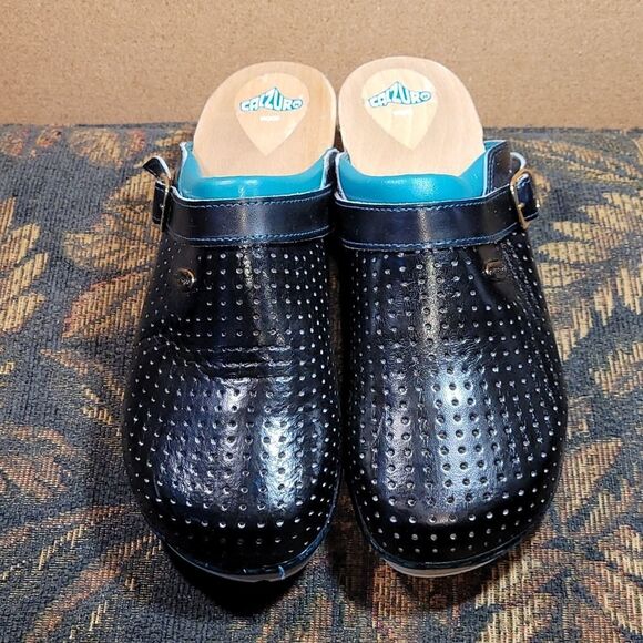 Calzuro Men's Black Wood Clogs- Size 46 - Picture 1 of 11